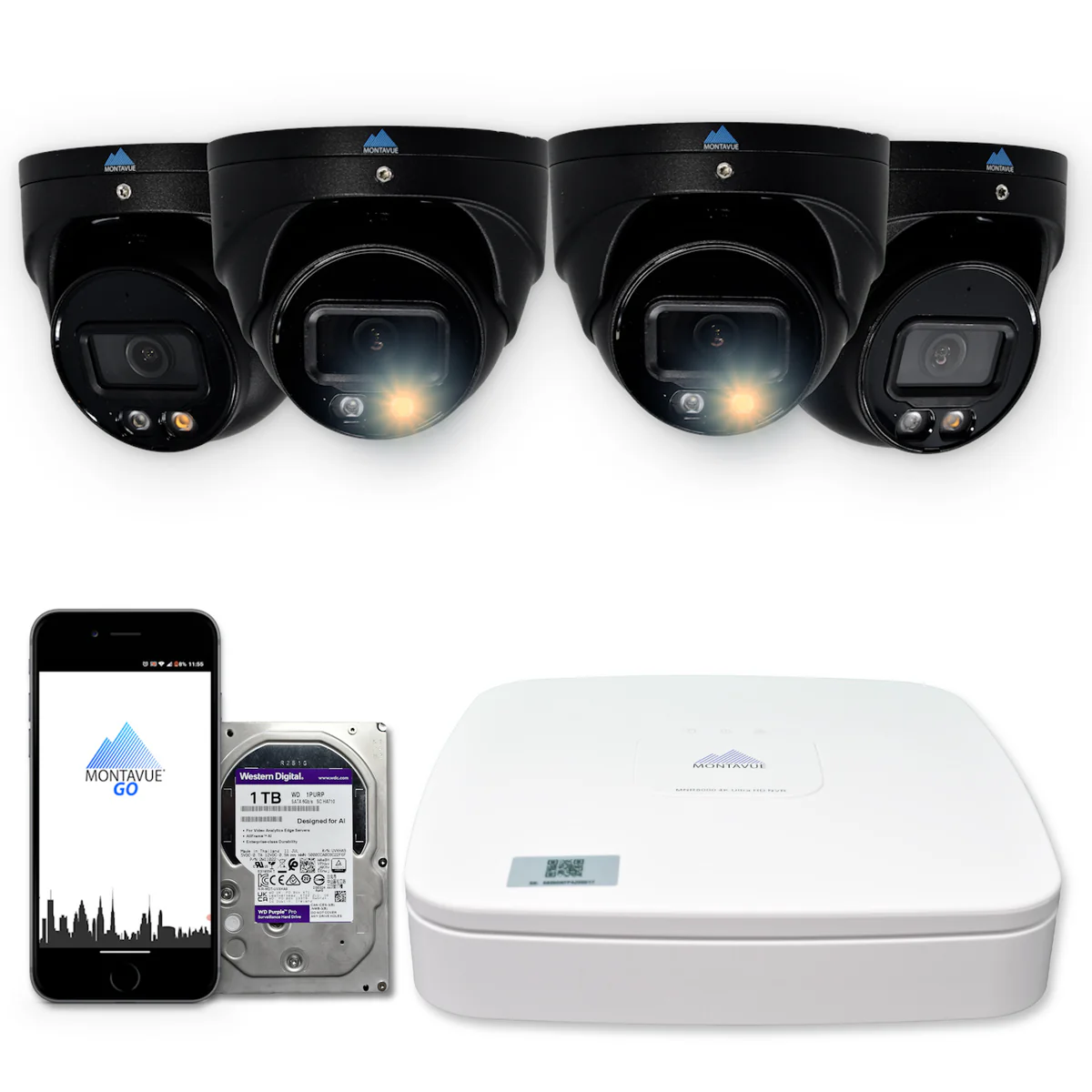 MTT4095 Package | 4MP 2K SMD+ Turret Cameras and 4 Channel NVR with 1TB HDD