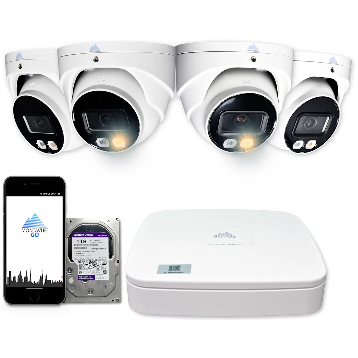 MTT4095 Package | 4MP 2K SMD+ Turret Cameras and 4 Channel NVR with 1TB HDD