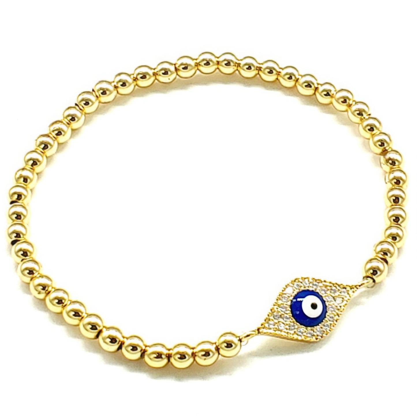 Stainless Steel Metal Ball Chain Evil Eye Stretch Bracelet